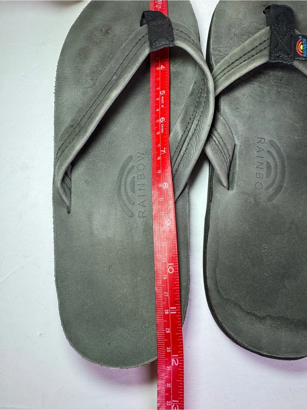 Men’s Rainbow Sandals Double Layer Leather Flip Flops Size XL